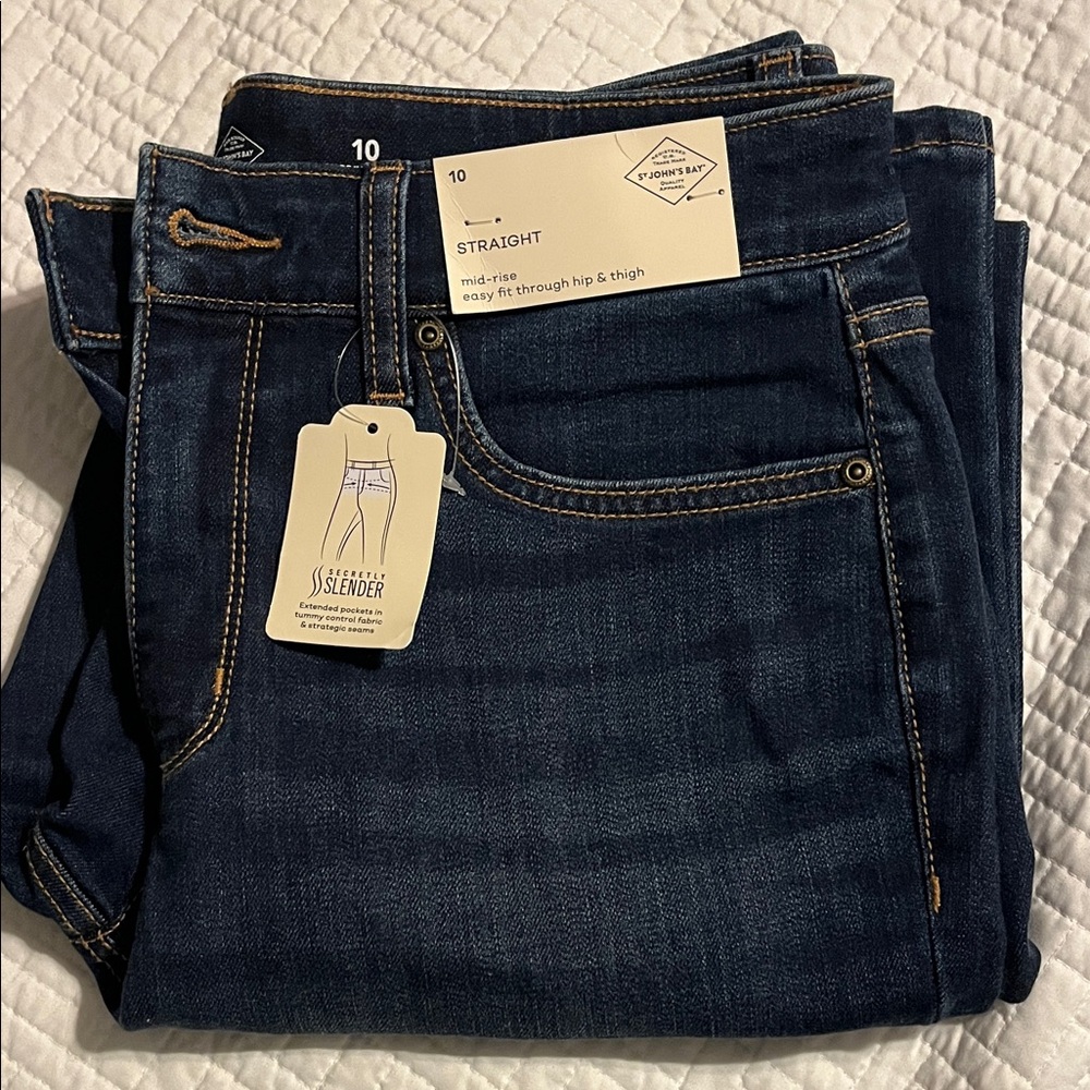 St. John's Bay Women's Straight Leg Jeans - Dark Blue - New with tags